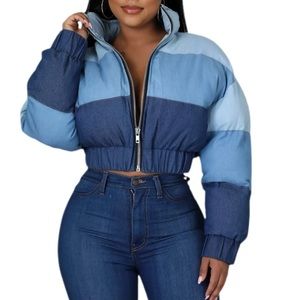 Denim puffer jacket